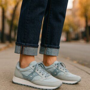 SAUCONY JAZZ LOW PRO Sneakers Size 10 Womens Trainers Mint Blue Green Retro